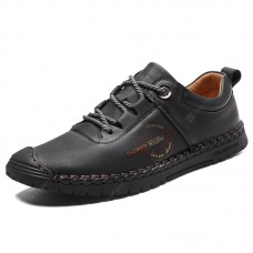 Hand Stitching Large Size Men's Casual Leather Shoes