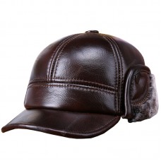 Haining Leather Hat Men's Winter Warm Cowhide Hat Cold Elderly Duck Tongue Ear Skin Hat