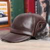 Leather Hat Men's Winter Warm Plus Velvet Thickened Leather Duck Tongue Small Winter Hat Ear