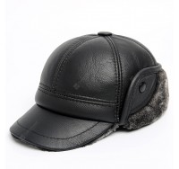 Leather Hat Men's Winter Warm Plus Velvet Thickened Leather Duck Tongue Small Winter Hat Ear