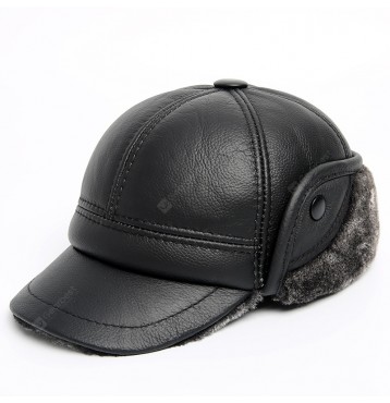 Leather Hat Men's Winter Warm Plus Velvet Thickened Leather Duck Tongue Small Winter Hat Ear