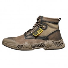 Autumn Men's Casual Lace-up Flat Leather Desert Short Boots