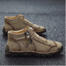 Casual Men's Shoes Trendy Low-cut Boots Large Size Round Toe Microfiber Shoes