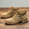 Men Boots Leather Desert Tooling Boots Outdoor High Top England for Autumn