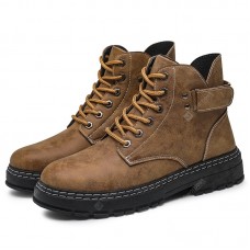 Men's Casual Tooling Boots Outdoor Round Toe Retro Shoes