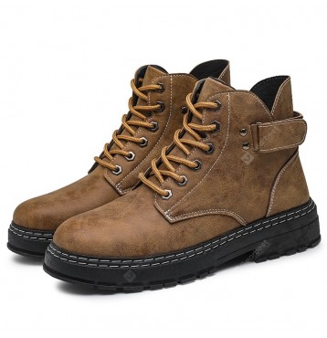 Men's Casual Tooling Boots Outdoor Round Toe Retro Shoes