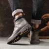 Men's Plush Keep Warm Boots Lace-up Solid Color British Style