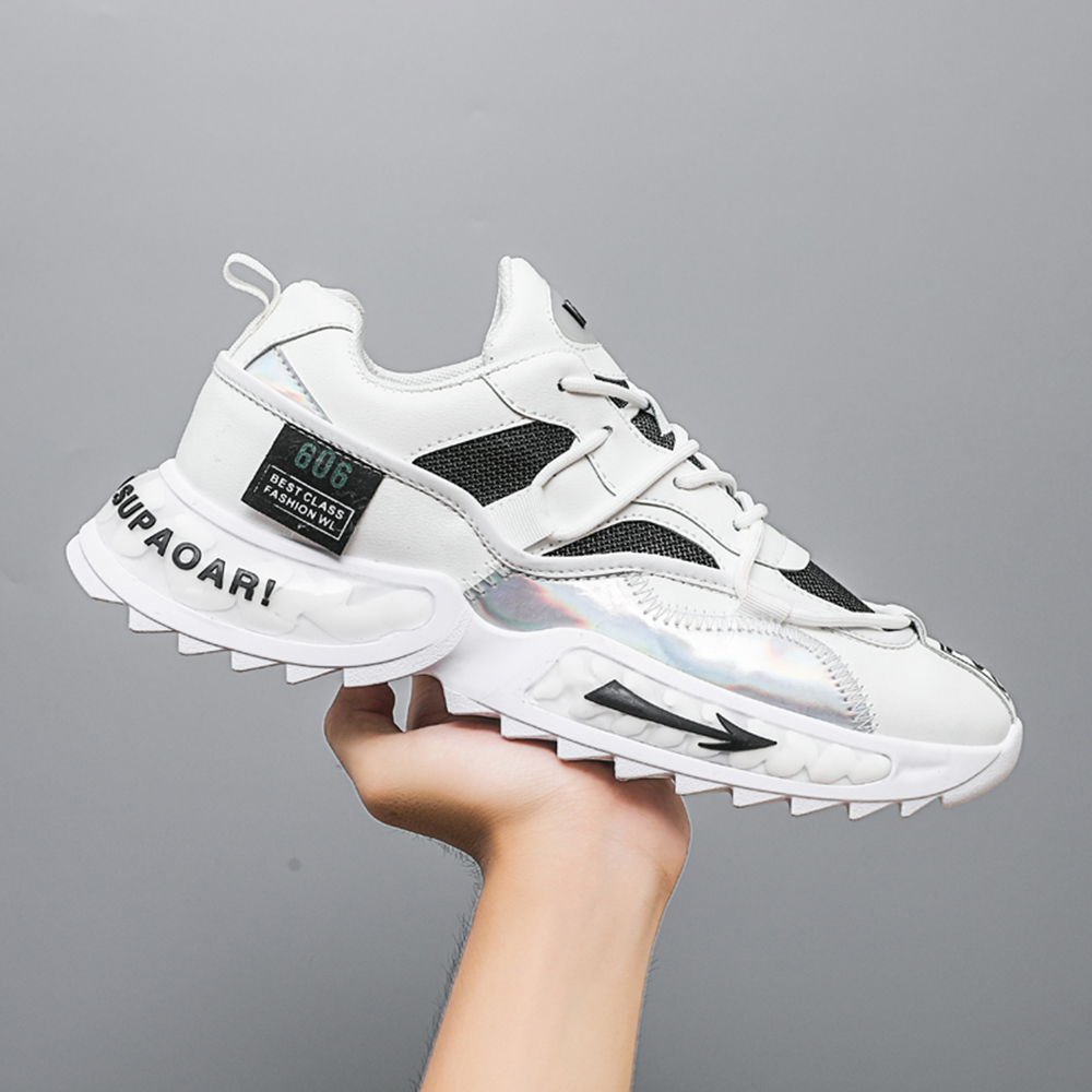Fashion Trend Men Casual Sports Shoes Breathable  Running Shoes Athletic Walking - White EU 41