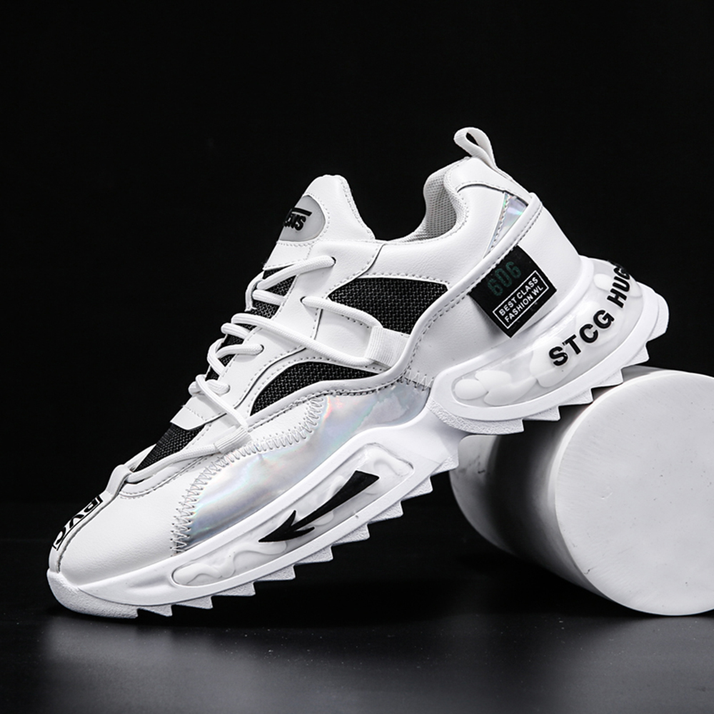 Fashion Trend Men Casual Sports Shoes Breathable  Running Shoes Athletic Walking - White EU 41