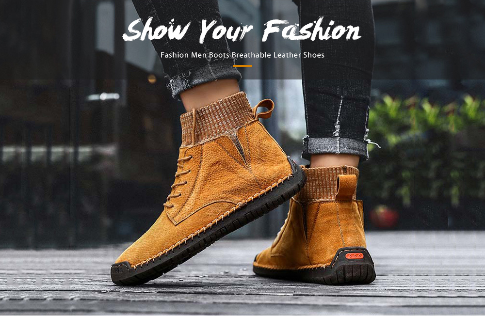 Leather Large Size Breathable Soft Men Casual Shoes- Black EU 40