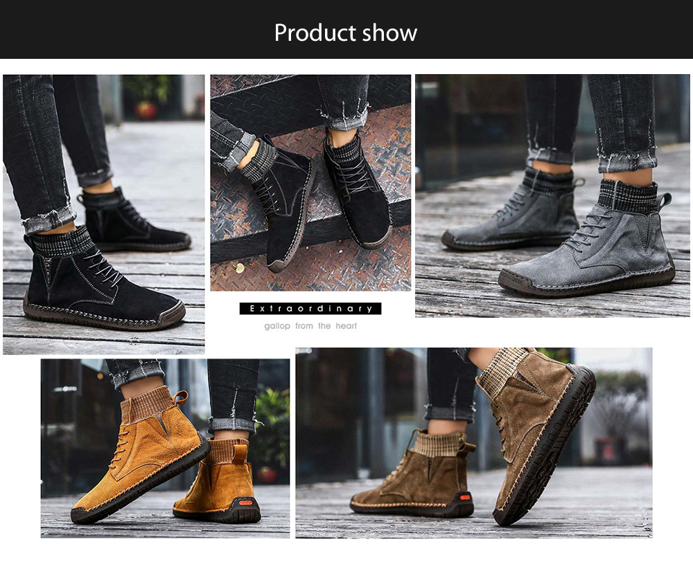 Leather Large Size Breathable Soft Men Casual Shoes- Black EU 40