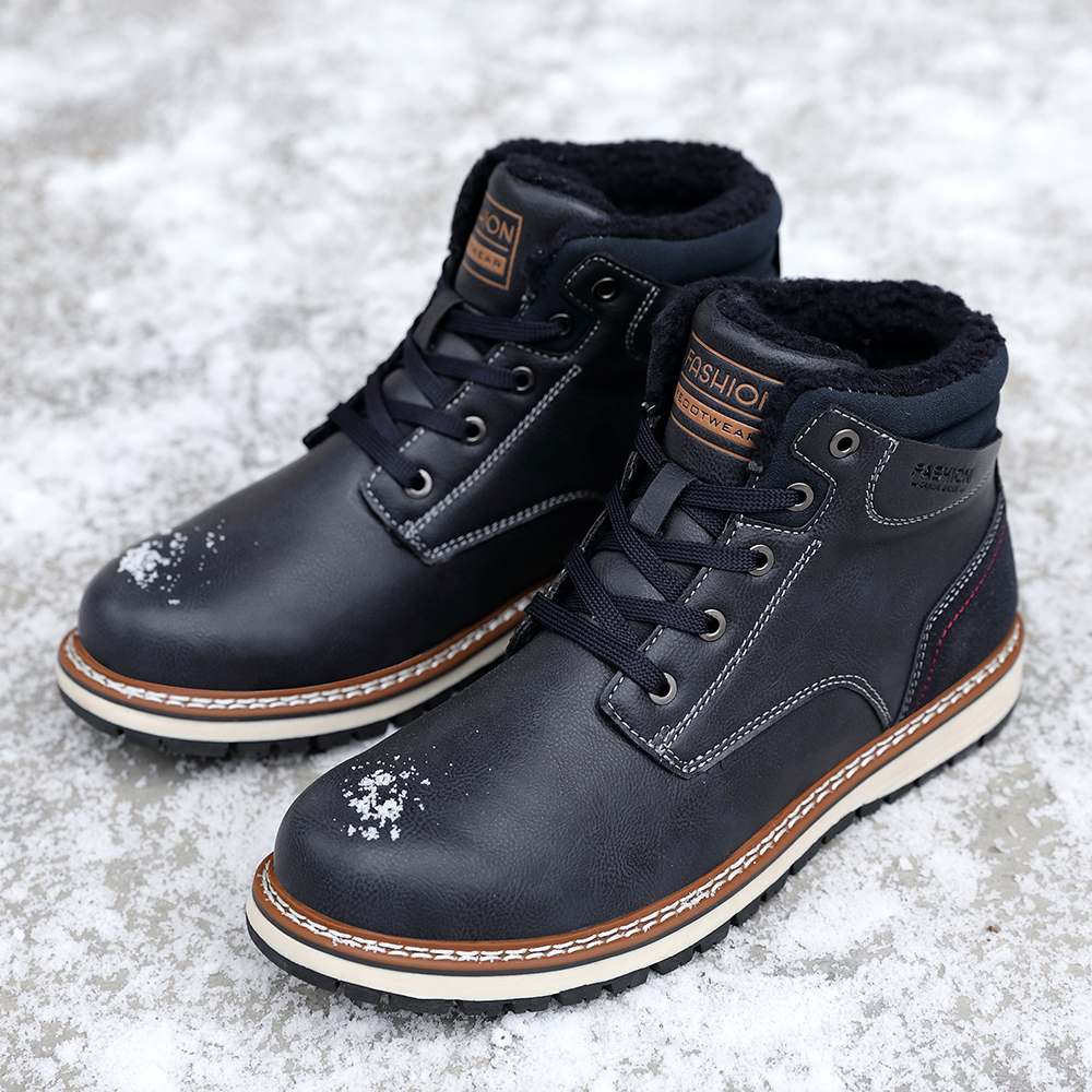 Fashion Men Winter Snow Boots Warm Boots Snow Work Shoes Outdoor Snow Boots - Brown EU 41